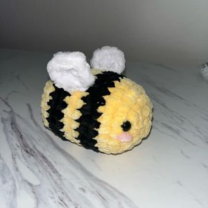 Yellow Bee Crochet Plushie with Blush